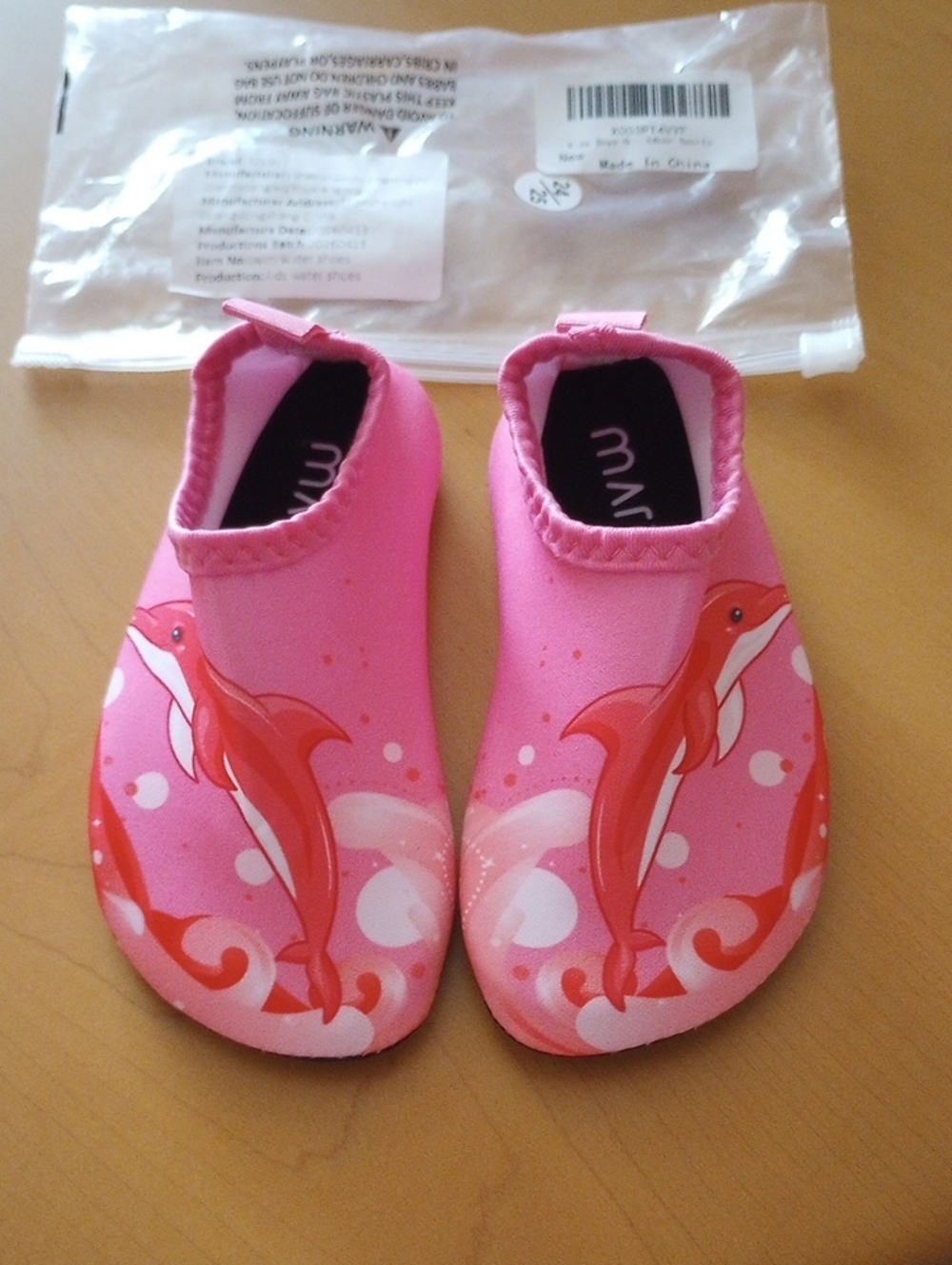 Pink Kids Dolphin Water Shoes - Slip-On Swim Shoes (Brand New)
